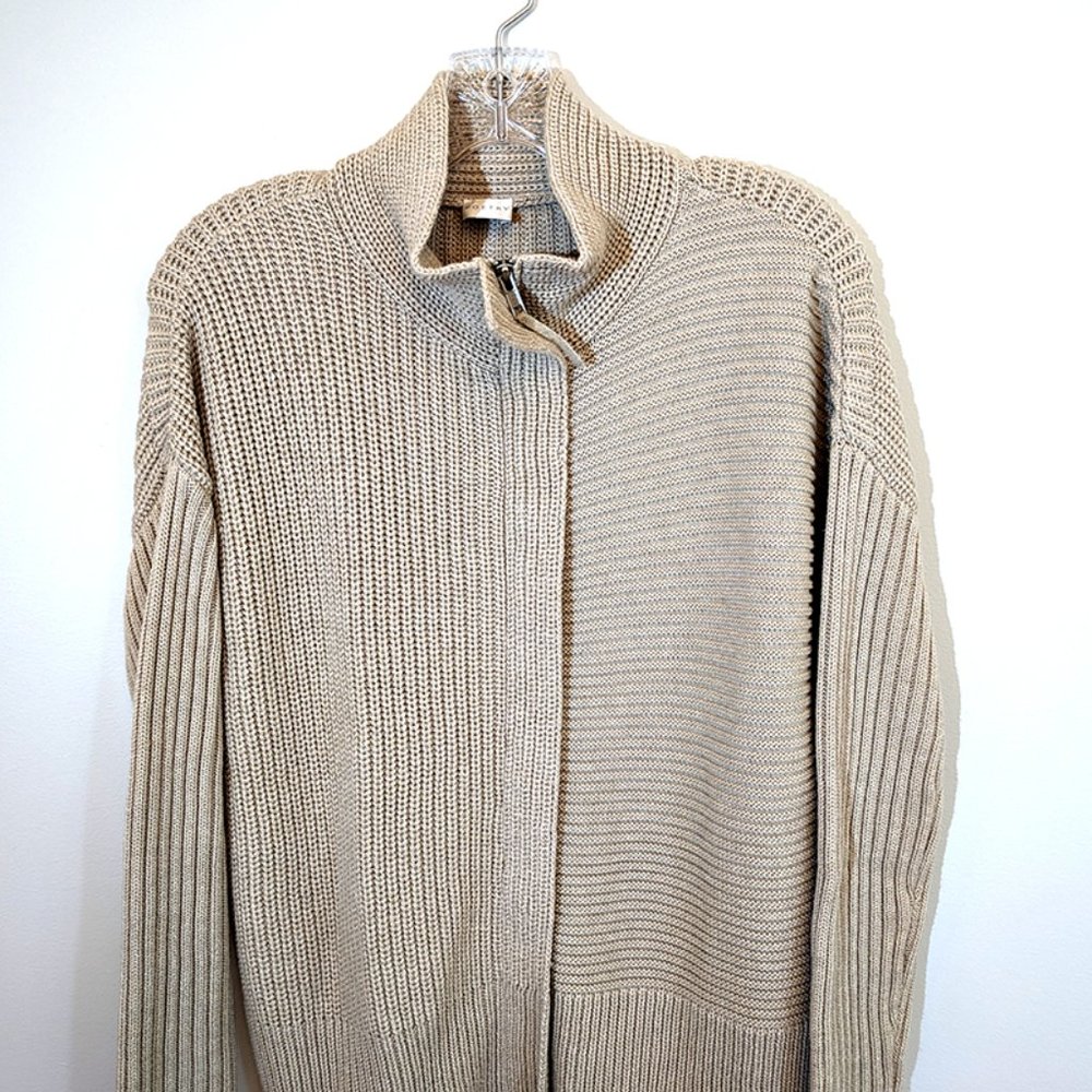 Cotton and Wool Blend Zip-Front Cardigan by Poetry size 4